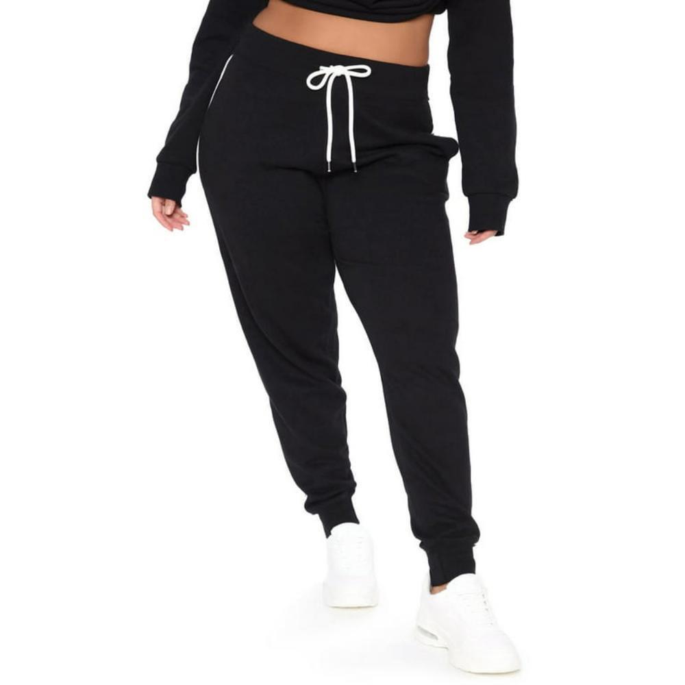 Two Piece Off Shoulder Crop Top and Sweat Pant Set Sport Tracksuit Black XL - Picture 3 of 7